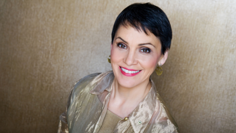 Susan Aglukark in beige outfit in front of beige background