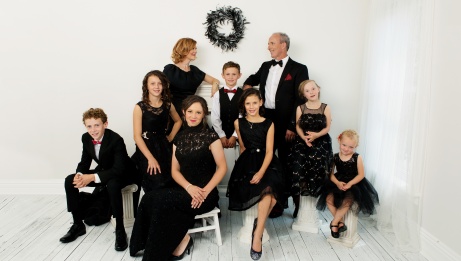 MacMaster Leahy family dressed in fancy black outfits 